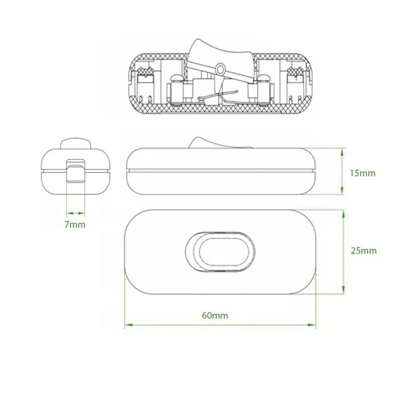 fuchswerk 3 x Intermediate Switch Cord Switch - 2-3-Pin 6A