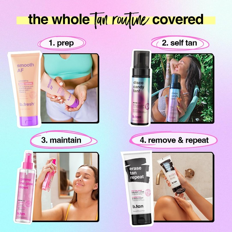 b.tan Dark Self Tanner Mousse | Disco Candy Tan -