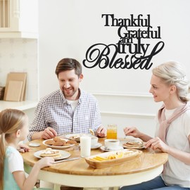 KOYILTD Classic Thankful Grateful Blessed Wall Decor Black Metal Religious Wall Decor Thankful Home Sign Wall Decor Grateful Wall Decor Blessed Wall Sign Inspirational Wall Decor for Kitchen Hallway (Medium)
