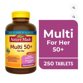 Nature Made Multi Vitamin For Women 50+ with No Iron Tablets, Women's Multivitam