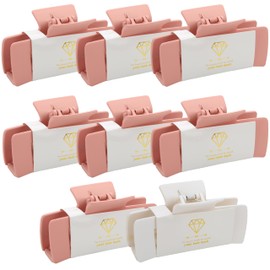 Ciulaiy Hair Clip, Bridesmaid Proposal Gifts, 4.1inch Square Hair Claws, 8pcs Large Matte White & Pink Hair Clips, Trendy Cute Clips for Teen Girls, Wedding Party Favors