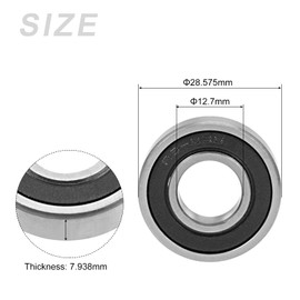 METALLIXITY Deep Groove Ball Bearings (R8-2RS, 1/2" x 1-1/8" x 5/16") 2Pcs, Chromium Steel Double Sealed Industrial Bearings - for Industrial Micro Motor