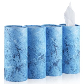 SINGARO Car Tissue Holder, 4 Pack Car Cup Holder Facial Tissues with Kleenex Travel Tissue Bag, Quick and Convenient Flower Combination Car Tissue Box(4 Canisters/200 Tissues) Dark Blue