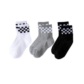 Twtility Kids Novelty Checkered Crew Socks Cotton Anklet Socks for Toddler Little Big Boys Girls Socks