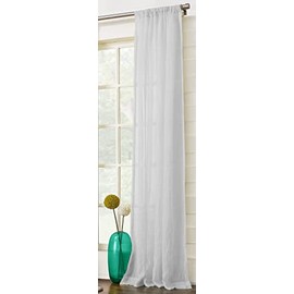 NetCurtainsUK Single Slot Top Plain Textured Voile Net Curtain Soft Drape Panels (White, 137cm (54'') Wide x 183cm (72'') Drop) (HWSTP01)