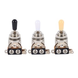 3pcs 3 Way Guitar Toggle Switches Short Straight Switch with Black White Cream Tips for Electric Guitar Silver