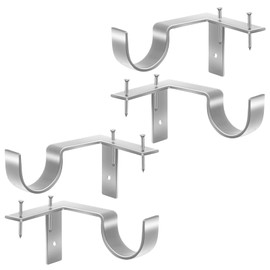 4 Pack Curtain Rod Bracket No Drill Curtain Rod Holder Heavy Duty Curtain Rod Hooks for 1 to 1 1/5 inch Drapes Rod, Curtain Rod Hangers Bracket Tap Right Into Window Frame, Silver