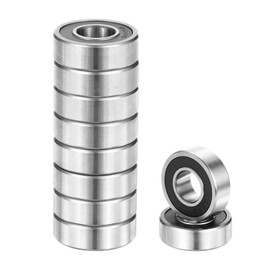 uxcell 10pcs R6-2RS Deep Groove Ball Bearings 3/8" ID x 7/8" OD x 1/4" Height P5 Miniature Bearings Double Rubber Sealed Chrome Steel Z3 Bearing for Engineering Machinery, Black