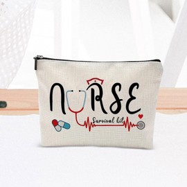 Colcolo Nurse Makeup Bag, Travel Toiletry Pouch Cosmetic Bag, Nursing Supplies Purse Makeup Case Nurse Appreciation Gift for Toiletry, F
