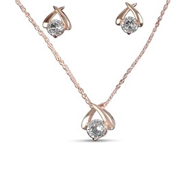 Nagel Jewellery Silver Necklace with Pendant, Stud Earrings Infinite Grace, 925 Sterling Silver, White Gold or Rose Gold Plated with Brilliant Cut Cubic Zirconia, Single and as a Set, Sterling Silver,