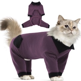 T'CHAQUE Sticky Hair Cat Clothes, Professional Recovery Suit for Cats, Anti-Shedding Shirt Outfit, Soft Pajamas for Kittens, Post-Surgery Onesie for Male & Female Cats, Fuchsia,X-Small
