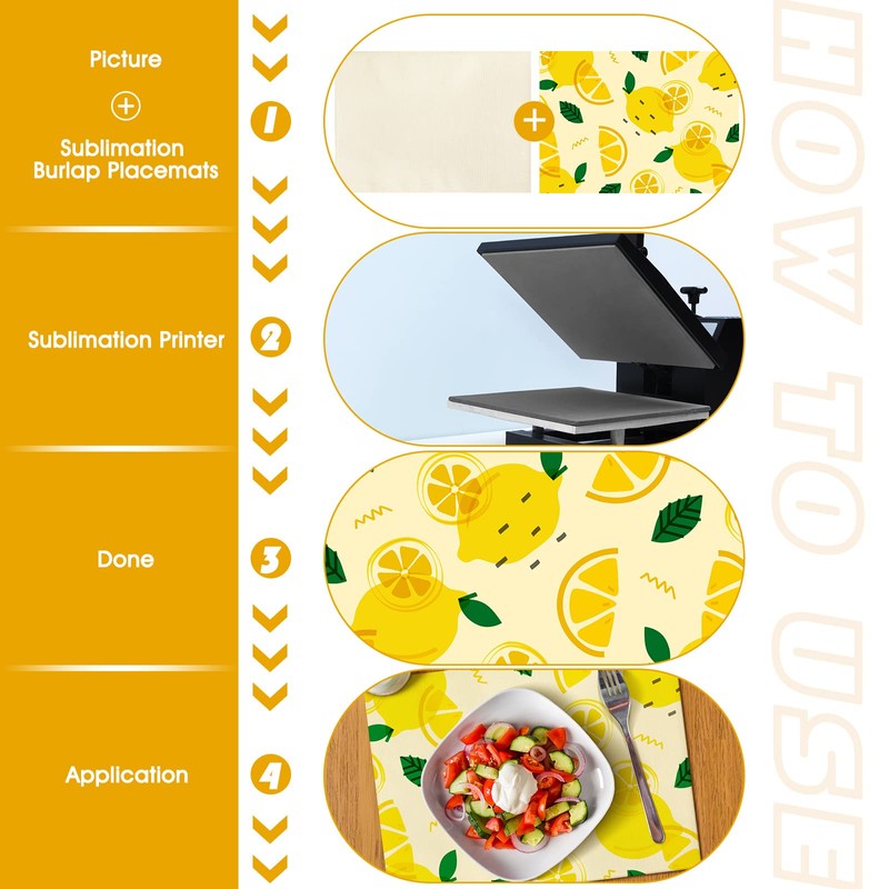 Tegeme Sublimation Blank Placemats Mats White Burlap Placemats Washable Placemats