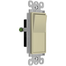 ENERLITES Momentary Contact Decorator Light Switch for Garbage Disposals, Spring Release Paddle, 120-277VAC 15A, Single-Pole, UL Listed, 91245-I, Ivory