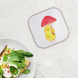 Mr. & Mrs. Panda Square coasters chick toadstool - Easter gifts, Easter decoration, gift, glass coasters, Happy Easter, Easter decoration, Easter bunny, gift for Easter, Easter greetings, drinks underlay