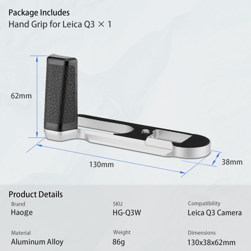 Haoge HG-Q3W カメラブラケットホルダー ハンドグリップ Leica Q3 Q3-43カメラボディ用に設計