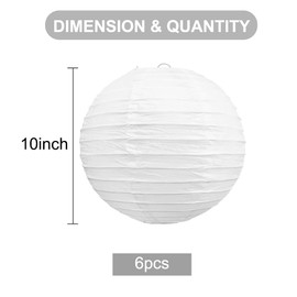 DecoGlee 10-Inch White Paper Lanterns Decorative Chinese/Japanese Hanging Round Paper Lanterns Lamp for Birthday, Wedding, Christmas, Bridal, Home Decor, Party Decoration (6 Packs)