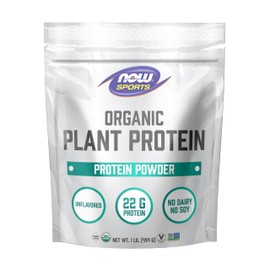NOW Sports Organic Plant Protein, Unflavored, Vegan Powder, 1 lb.