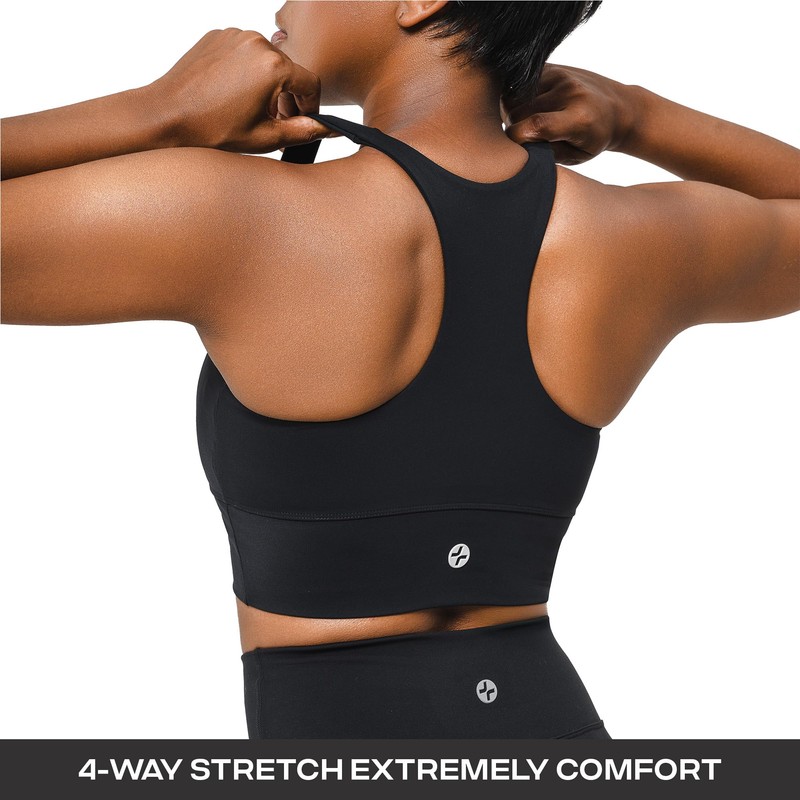 COOLMATE T Back Sport Bras, Black, Large