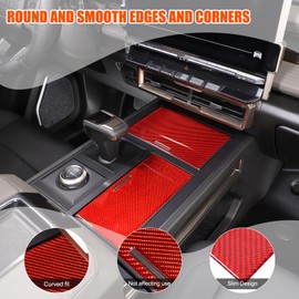 Suetlcoity for Hummer EV Center Control Panel Sticker Real Soft Carbon Fiber Center Console Storage Panel Sticker Trim Cover Compatible with Hummer EV 2024 Interior Accessories (Red)