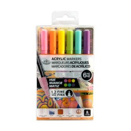 Royal & Langnickel 6pc ARTIST ACRYLIC PAINT MARKERS 1.2MM HUE COLOURS