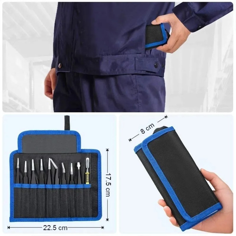 Kit Pinzas Antiestáticas Precisión Herramienta Electronica 10pz
