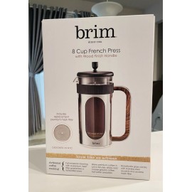 Brim 8 Cup French Press, Quickly Brew Coffee in Under 5 Minutes, Classic Design