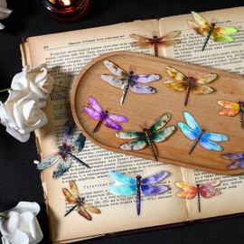 Yoksas 80Pcs Holographic Vintage Dragonfly Stickers - Waterproof Transparent Insect Scrapbook Craft Decorative Stickers for Junk Bullet Journals,Planners,Album