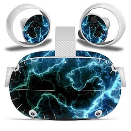 FOTTCZ Vinyl Skin Sticker for Oculu Quest 2 VR Headset & Controllers Only, Decal Protect Virtual Reality Set Cover - Darkcyan Light