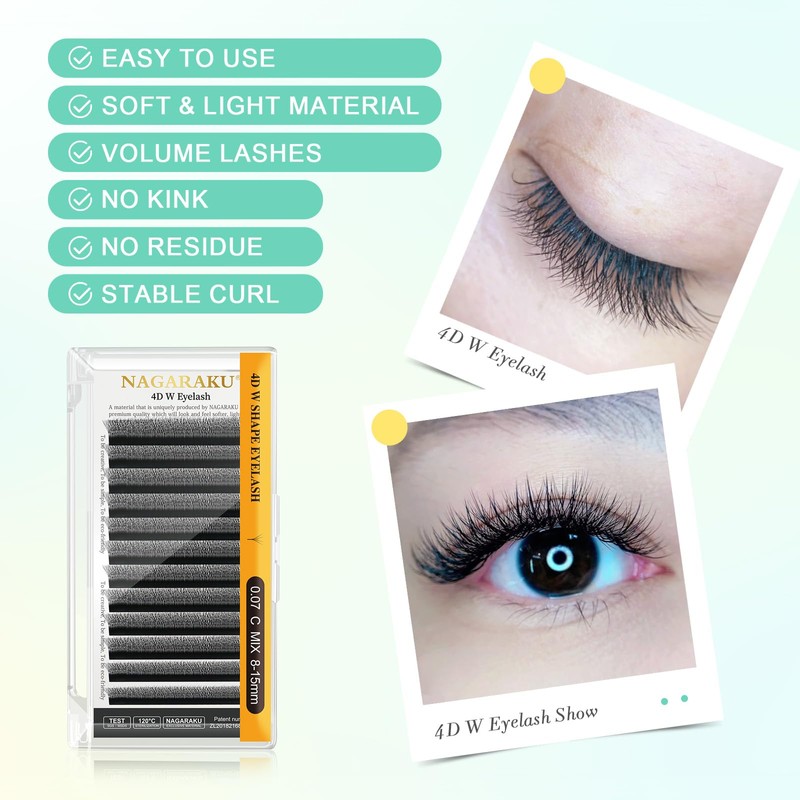 NAGARAKU 4D W Shape Eyelash Extension Supplies Natural Soft Volume