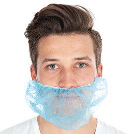 FRANZ MENSCH Hygostar Beard Protection, Large, Polypropylene, Blue, L: 50 cm, W: 30 cm, Universal, Beard Protection, Beard Net, Face Hair Protection, Pack of 1000