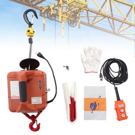 Electric Hoist Winch, 1500W 110V Portable Winch Crane 2200LBS Lift Capacity & 25ft Lifting Height with Wire Remote Controller, for Garage, Warehouses, Factories