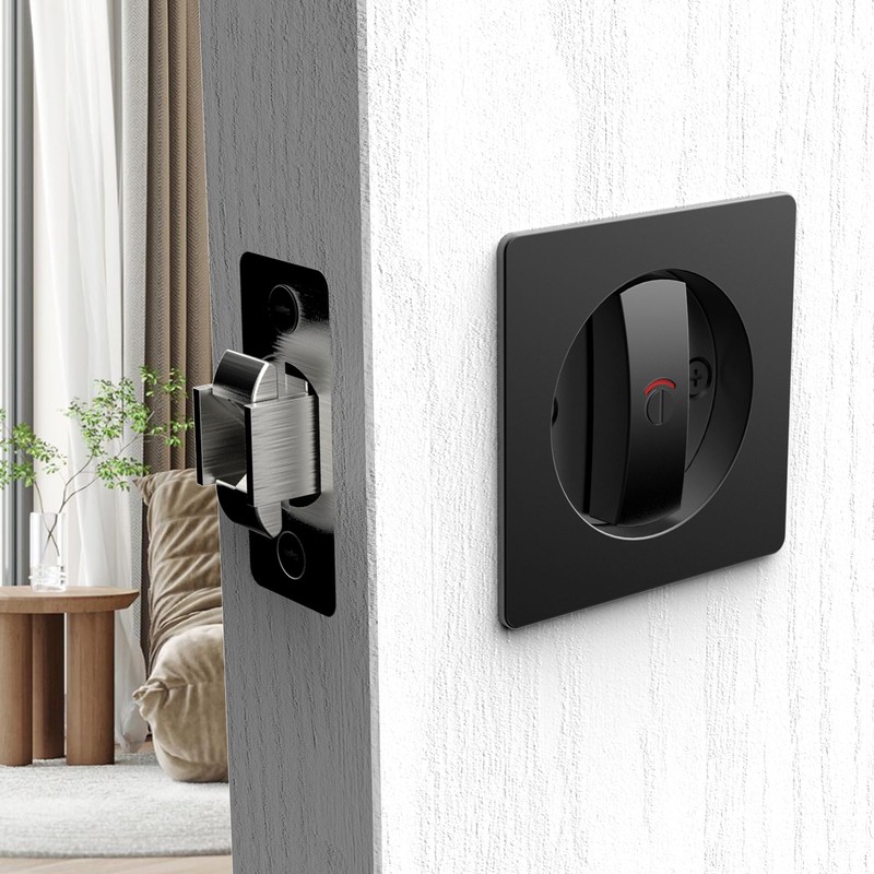 Pocket Door Lock Indicator Lock Flush Handles Latch Privacy Bed/Bath