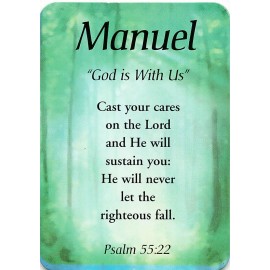 Manuel  "God is With Us" Keepsake Name Meaning Card with Verse