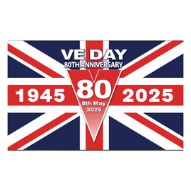 VE Day 80th Anniversary Flag 2025,Large Union Jack Flags,UK Flag,VE Day 80th Anniversary Decorations 2025,British Flag,Victory in Europe Celebration,for 80 Years Party/Yard/Garden/Outdoors (150*90cm)