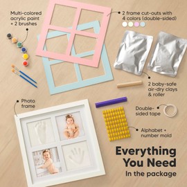 KeaBabies Baby Hand and Footprint Kit - Baby Footprint Kit, Clay Handprint Keepsake Frame, Nursery Picture Frame For Newborns, Personalized New Mom Gifts for Showers & Registry (Alpine White)