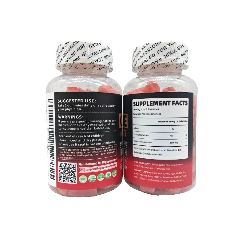Happyummm 2 x Happyummmm Creatine Monohydrate Boost Strength 5000MG, Strawberry,