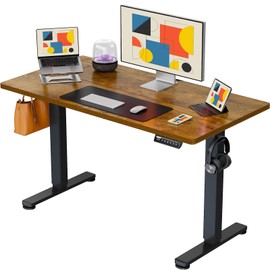 ErGear Standing Desk, 44 x 24 Inch Small Sit Stand up Desk, Height Adjustable Electric Standing Desk with 4 Memory Setting Computer Home Office Desk with Splice Board (Vintage Brown)
