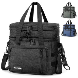 Tirrinia Expandable Lunch Bag - Double Deck Leakproof Insulated Lunch Box for Men Women - Large Reusable Cooler Tote for Picnic, Travel, Office