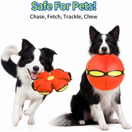 Transforming Saucer-Ball Toy, Doggy Discs Magic Ball, The Doggys Disc Balls for Large Dog, Magic Bouncing Dogs Balls, Lettuce Pets Doggy Disc Toy,for Large Medium Small Dogs (H,Six Lights)