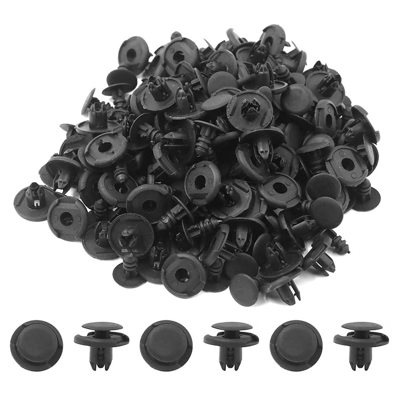 100Pcs Black Plastic Rivets Retainer Clip Bumper Fender