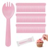Cofimkate 100Pcs Mini Pink Plastic Spork, 4.2 Inch Individually Wrapped