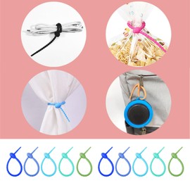 Meiliyizu Pack of 10/20/50 Silicone Reusable Bag Twist Wire Fasten Cable Zip Tie Flexible for Organization and Projects, 10 Pieces