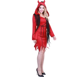 EraSpooky - Disfraz de diablo rojo para mujer, Rojo -, L