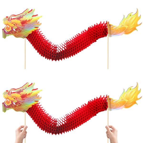 2PCS Chinese New Year Paper Dragon Decorations, 3D DIY Chinese