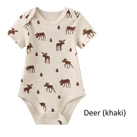 Ruliby Baby Boy Bodysuit Ribbed Short Sleeve Romper Infant Girl Clothes Set 9-12 Month