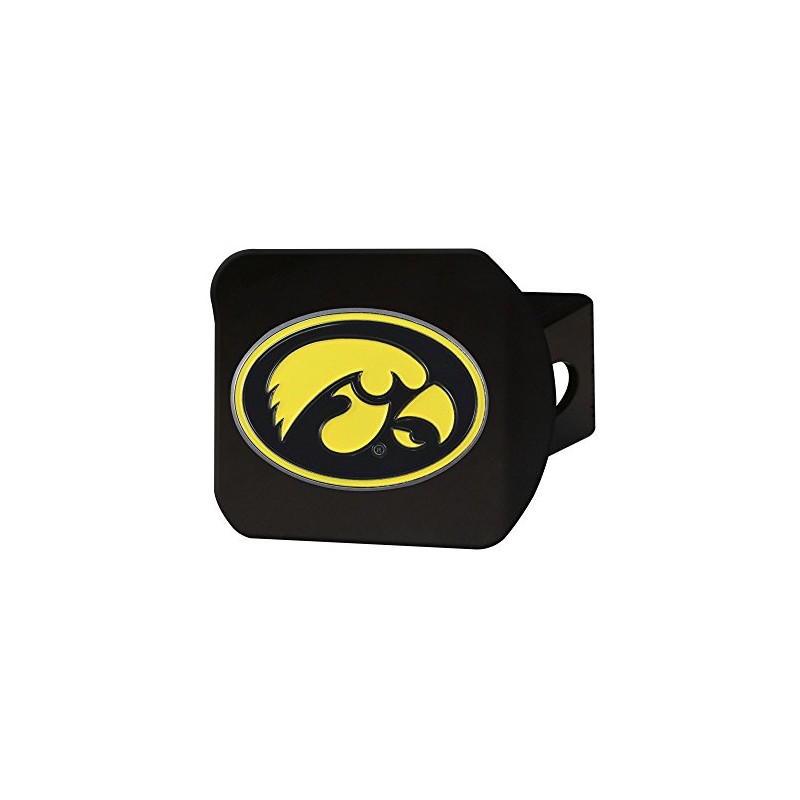 FANMATS 22688 Iowa Hawkeyes Black Metal Hitch Cover - 3D