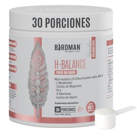 BIRDMAN H-Balance | Myo & D-Chiro Inositol, Citrato de Magnesio, Vitaminas y Zinc | Alta Concentración en Proporción 40:1 | Fórmula Premium Sin Aditivos | Sin Sabor | 30 Porciones | 222g
