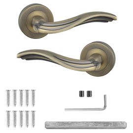 Decoranddecor Antique Brass Door Handles– Aluminium Door Handle Sets Antique Brass Handles for Wooden Interior Doors | Internal Door Handles with Lock and Keys| Solace Range