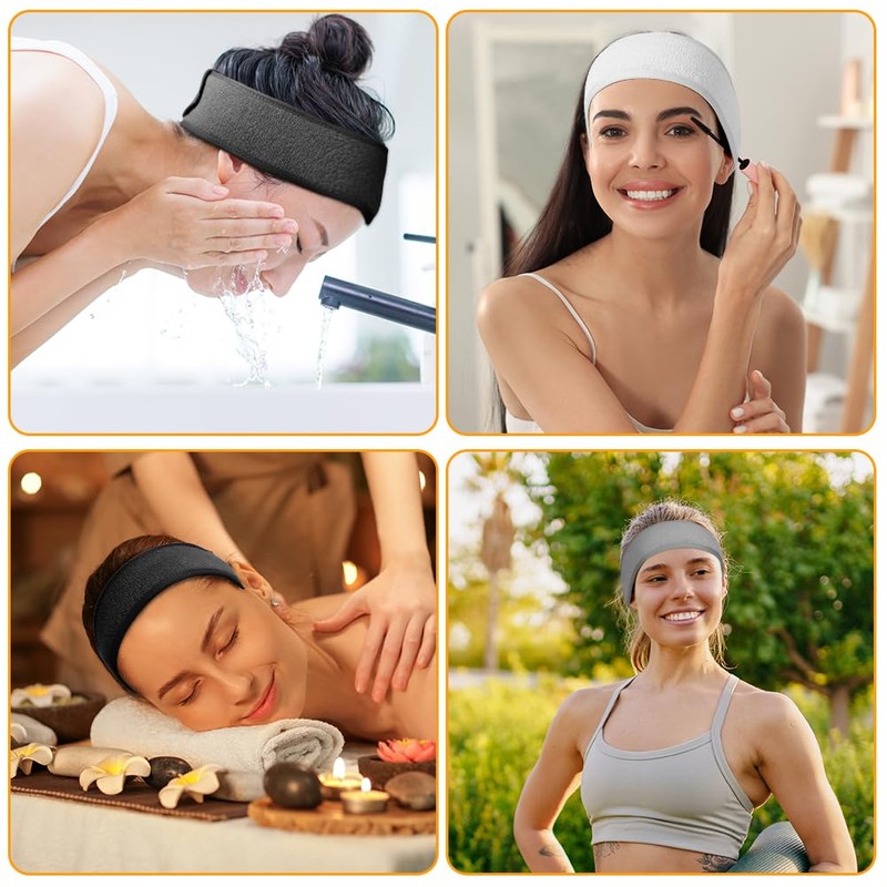 LOPHE 2 Pack Spa Headband, Facial Makeup Hair Wrap with