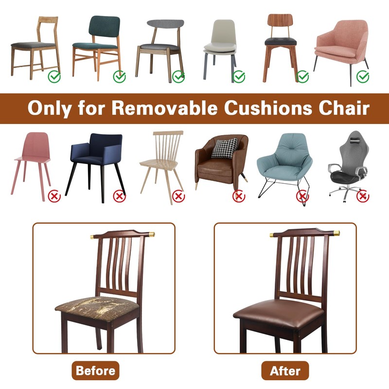 WUSOUPU Leather Seat Covers for Dining Chairs Waterproof Chair Seat